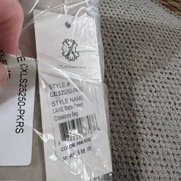 CXL by Christian Lacroix Laine Matte Patent Crossbody Structured Handbag Pink - Picture 3 of 5